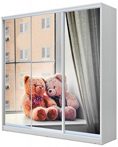 Детский шкаф Хит-24-4-20/2-777-26, Мишки на окне Белый во Владивостоке
