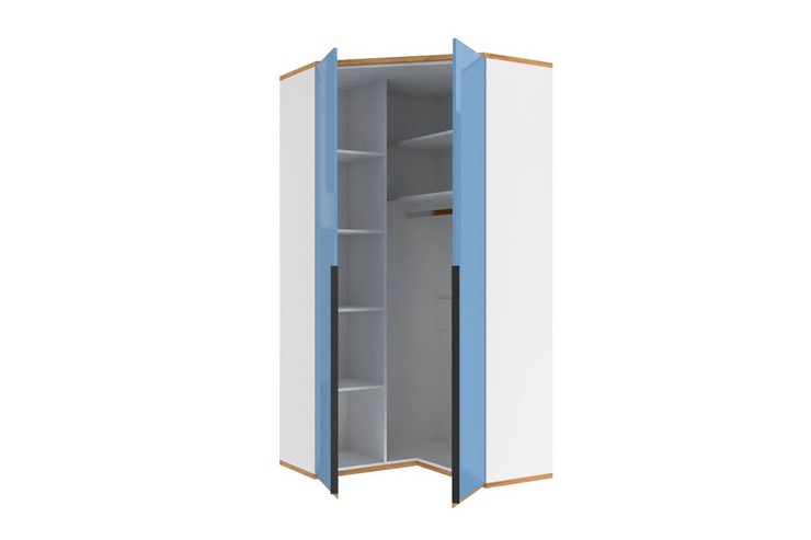 Угловой детский шкаф Урбан 528.060, белый/капри синий в Артеме - изображение 2