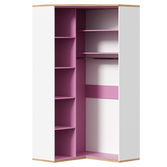 Детский шкаф угловой Урбан 528.060, белый/розовый в Уссурийске - изображение 3