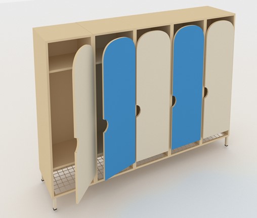 Распашной шкаф детский ШГС5 Беж + Синий в Артеме - изображение