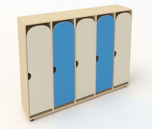 Распашной шкаф ШГ5У Беж+Синий в Артеме - изображение