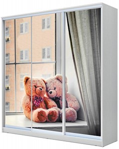 Шкаф детский ХИТ 23-20/2-777-26, Мишки на окне, Белый во Владивостоке