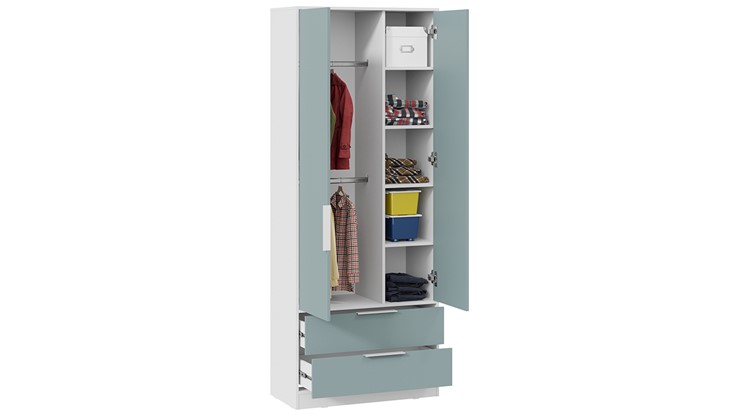 Шкаф для одежды Марли (Белый/Серо-голубой) в Артеме - изображение 1