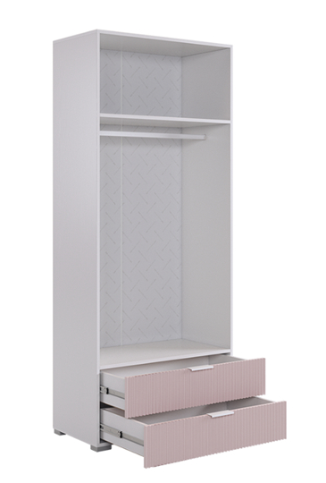 Шкаф двухдверный с ящиками Зефир 108.01 (белое дерево/пудра розовая (эмаль)) во Владивостоке - изображение 2