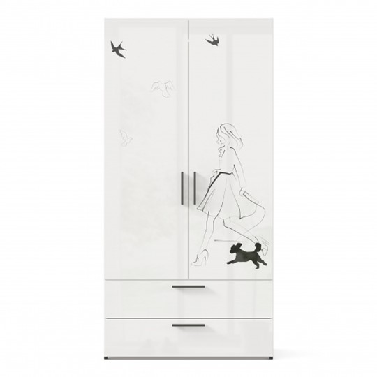 2-створчатый шкаф комбинированный Джоли ЛД 535.040, Серый шелк во Владивостоке - изображение 1