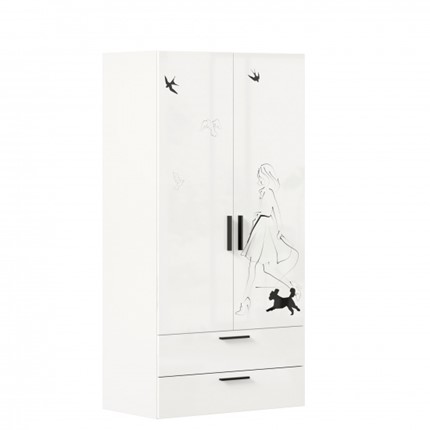 2-створчатый шкаф комбинированный Джоли ЛД 535.040, Серый шелк в Артеме - изображение