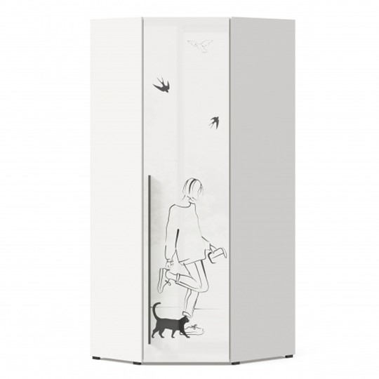 Угловой распашной шкаф Джоли 45 ЛД 535.030, Серый шелк в Артеме - изображение 2