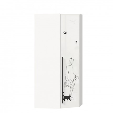Угловой распашной шкаф Джоли 45 ЛД 535.030, Серый шелк в Артеме - изображение