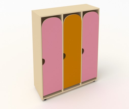 Детский шкаф распашной ШГ3 Беж+Розовый+Оранжевый в Артеме - изображение