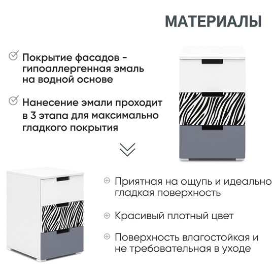Тумба с ящиками Svogen графит-белый/зебра черная во Владивостоке - изображение 17