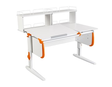 Растущий стол Дэми 1/75-40 (СУТ.25) + Polka_zz 1/600 (2 шт.)  белый/белый/Оранжевый во Владивостоке