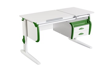 Детский стол-трансформер 1/75-40 (СУТ.25) + Tumba 3  белый/белый/Зеленый в Находке