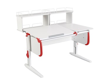 Детский стол-трансформер 1/75-40 (СУТ.25) + Polka_zz 1/600 (2 шт.)  белый/белый/Красный в Находке