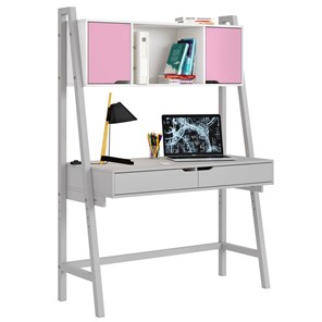 Стол с ящиками высокий POLINI Kids Mirum 1446 Серый / двери Розовые в Артеме - предосмотр