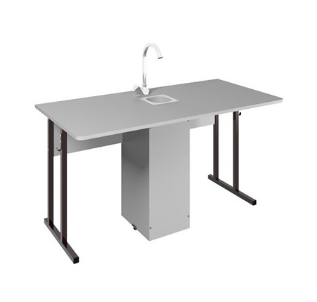 Стол ученический 2-местный для кабинета химии Стандарт 5, Пластик Серый/Коричневый в Артеме - изображение