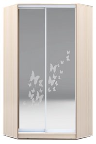 Шкаф 2300х1103, ХИТ У-23-4-66-05, бабочки, 2 зеркала, дуб млечный во Владивостоке - предосмотр