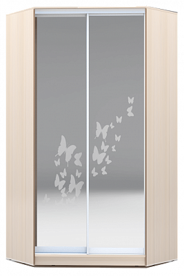 Шкаф 2300х1103, ХИТ У-23-4-66-05, бабочки, 2 зеркала, дуб млечный во Владивостоке - изображение
