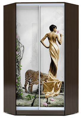 Шкаф угловой 2300х1103, ХИТ У-23-4-77-03, Девушка с леопардом, венге во Владивостоке - изображение