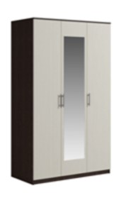Шкаф 3 двери Светлана, с зеркалом, венге/дуб молочный в Артеме - предосмотр