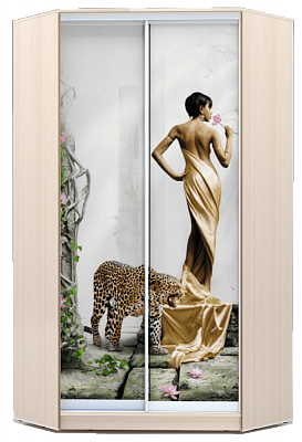 Шкаф угловой 2200х1103, ХИТ У-22-4-77-03, Девушка с леопардом, дуб млечный во Владивостоке - изображение