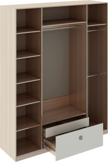 Распашной шкаф Глэдис М24 (Шимо светлый/Белый текстурный) в Артеме - изображение 1