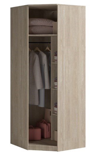 Распашной шкаф угловой Светлана, с зеркалом, венге/дуб молочный в Находке - изображение 1