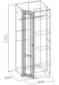 Распашной шкаф угловой Sherlock 63+ фасад стандарт, Дуб Сонома в Уссурийске - предосмотр 2