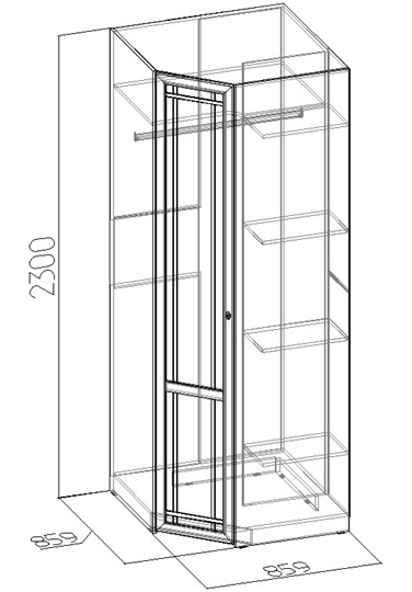 Распашной шкаф угловой Sherlock 63+ фасад стандарт, Дуб Сонома в Уссурийске - изображение 2