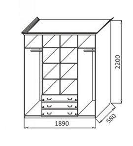 Распашной шкаф Ивушка-5 4-х створчатый с ящиками, цвет Дуб беленый в Артеме - предосмотр 1