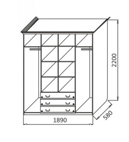 Распашной шкаф Ивушка-5 4-х створчатый с ящиками, цвет Дуб беленый в Артеме - изображение 1