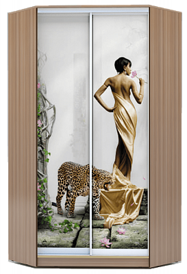 Шкаф угловой 2300х1103, ХИТ У-23-4-77-03, Девушка с леопардом, шимо темный во Владивостоке - изображение