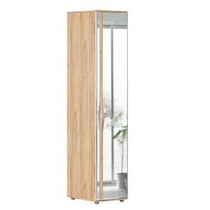 Одностворчатый шкаф зеркальный Марта-2 Дуб золотой/Белый глянец ЛД 406.030 в Артеме