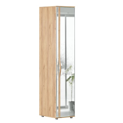 Одностворчатый шкаф зеркальный Марта-2 Дуб золотой/Белый глянец ЛД 406.030 в Артеме - изображение