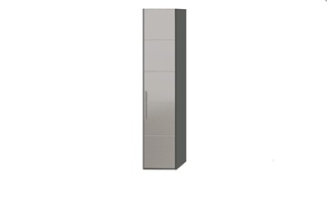 Распашной шкаф Наоми с зеркальной дверью правый, цвет Фон серый, Джут  СМ-208.07.02 R в Артеме
