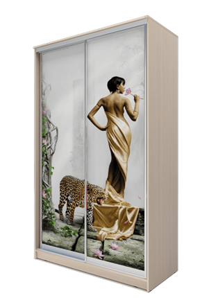 Шкаф 2-х створчатый 2400х1500х420, Девушка с леопардом ХИТ 24-4-15-77-03 Дуб Млечный во Владивостоке - изображение