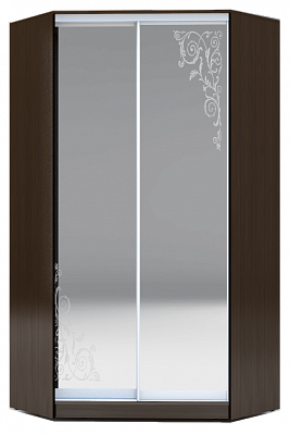 Угловой шкаф-купе 2300х1103, ХИТ У-23-4-66-09, Орнамент, 2 зеркала, венге аруба во Владивостоке - изображение