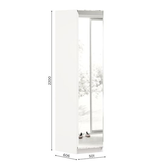 Шкаф одностворчатый Айла с зеркалом ЛД 688.140.000, Белый, исполнение 1 в Уссурийске - изображение 3