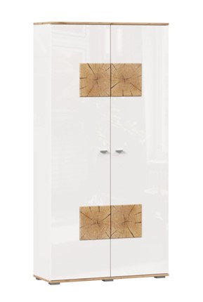 Шкаф двухстворчатый Фиджи с декоративными накладками 659.150, Дуб Золотой/Белый в Артеме - изображение