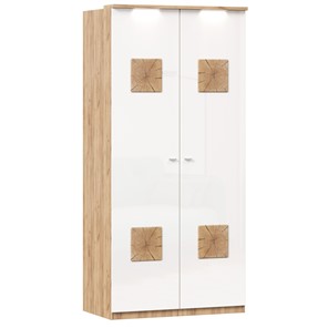 Шкаф двухстворчатый Фиджи с декоративными накладками 659.237, цвет белый во Владивостоке - предосмотр