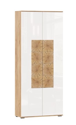 Шкаф двухстворчатый Фиджи с декоративными накладками 659.310, Дуб Золотой/Белый в Находке - изображение