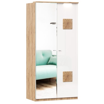 Шкаф двухстворчатый с 1 зеркалом и декор. накладками Фиджи 659.241, белый в Артеме - изображение