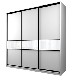Шкаф 3-х дверный MAX МШ-27-6-24-999, Профиль Черный/Цвет Белый/с белой пленкой Oracal в Находке