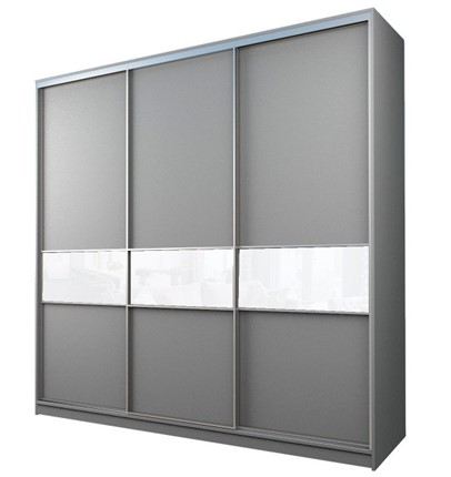 Шкаф 3-х дверный MAX МШ-27-6-24-999, Профиль Серебро/Цвет Серый/с белой пленкой Oracal во Владивостоке - изображение