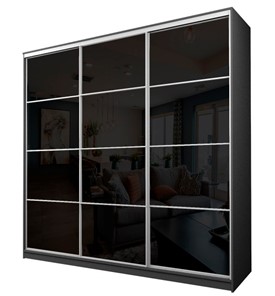 Шкаф 3-х дверный MAX МШ-27-6-27/2-222, Профиль Белый/Цвет Графит/с черной пленкой Oracal в Артеме