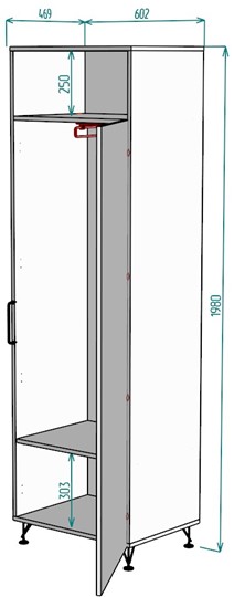 Распашной шкаф Лофт H38, ДВ-Графит в Артеме - изображение 1