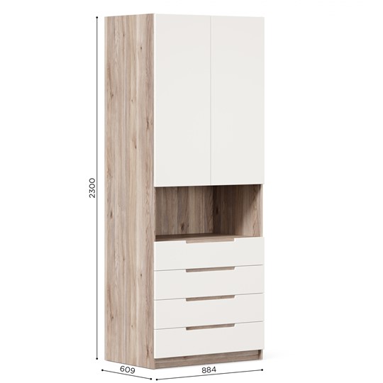 2-створчатый шкаф с ящиками Стефания ЛД 413.010.000, Дуб Маувелла PR/Белый в Артеме - изображение 5