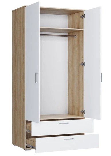 Шкаф со створками ШР-2/1 с ящиками Лайт Дуб сонома / Белый во Владивостоке - изображение 1