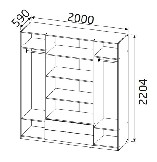 Шкаф 4х-дверный 4-х дверный Вега с 2 ящиками в Артеме - изображение 1