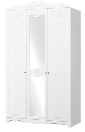 Шкаф трехдверный Лотос ШР-3 (Белый) 1 зеркало в Находке - изображение