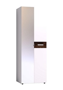Шкаф-пенал Норвуд 54 фасад зеркало + стандарт, Белый-Орех шоколадный в Уссурийске